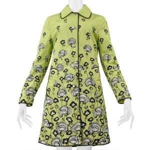 Prada Lime Yellow Floral Print Coat